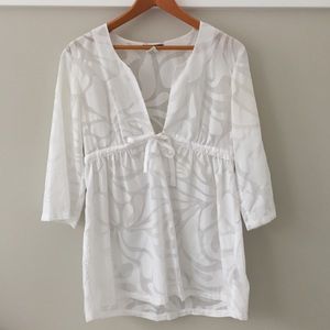 J. CREW white tropical swim cover-up